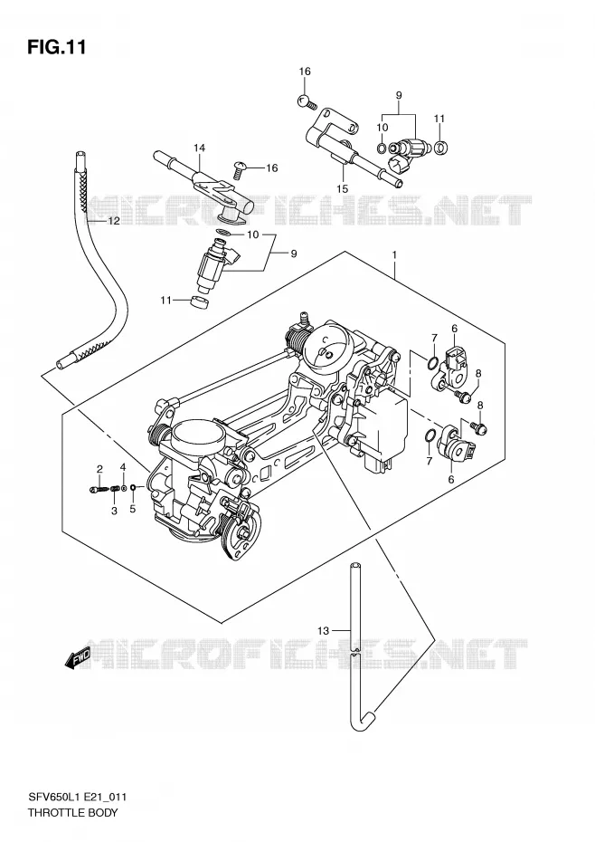 ENSEMBLE INJECTION Suzuki MOTO 650 GLADIUS 2011  SFV650UAL1(E21)
