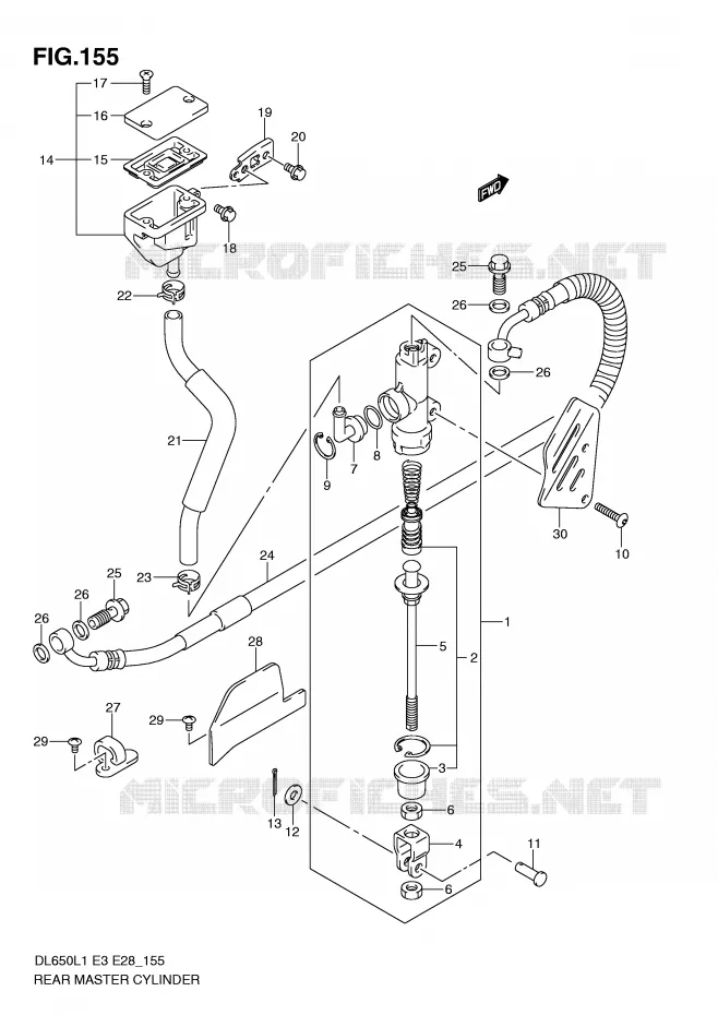 MAITRE CYLINDRE DE FREIN ARRIERE (DL650L1 E28) Suzuki MOTO 650 V-STROM 2011  DL650AL1(E3)