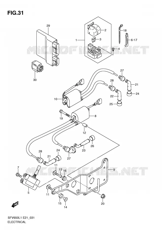 PARTIE ELECTRIQUE (SFV650L1 E21) Suzuki MOTO 650 GLADIUS 2011  SFV650UAL1(E21)