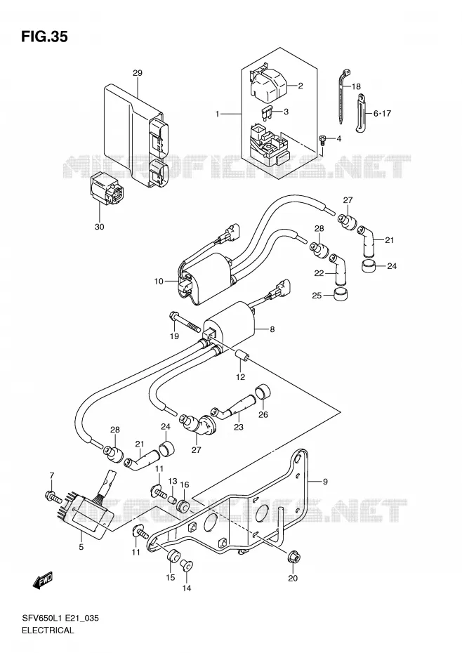 PARTIE ELECTRIQUE (SFV650UL1 E24) Suzuki MOTO 650 GLADIUS 2011  SFV650L1(E21)
