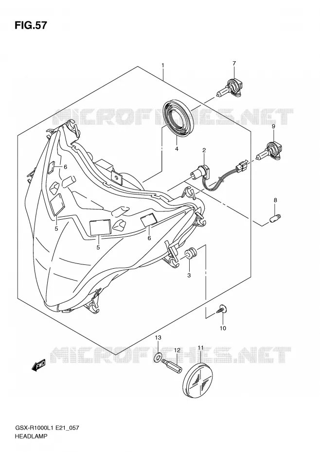 PHARE (GSX-R1000L1 E24) Suzuki MOTO 1000 GSX-R 2012  GSX-R1000UFL1(E21)