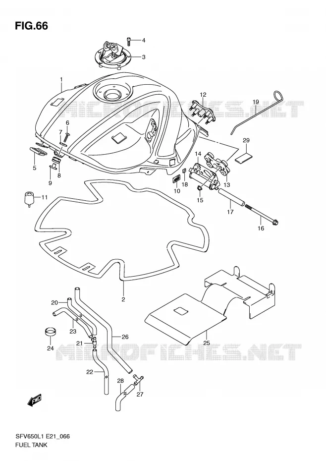 RESERVOIR D'ESSENCE (SFV650L1 E21) Suzuki MOTO 650 GLADIUS 2011  SFV650AL1(E21)