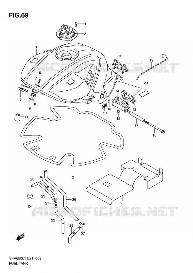 RESERVOIR D'ESSENCE (SFV650UL1 E21) Suzuki MOTO 650 GLADIUS 2011  SFV650UL1(E21)