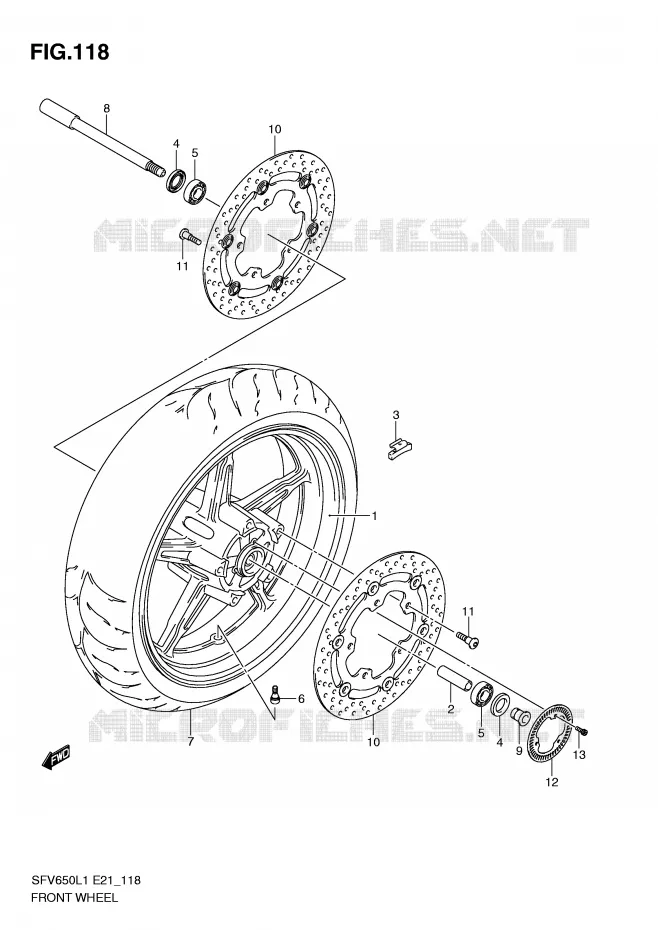 ROUE AVANT (SFV650AL1 E21) Suzuki MOTO 650 GLADIUS 2011  SFV650AL1(E21)
