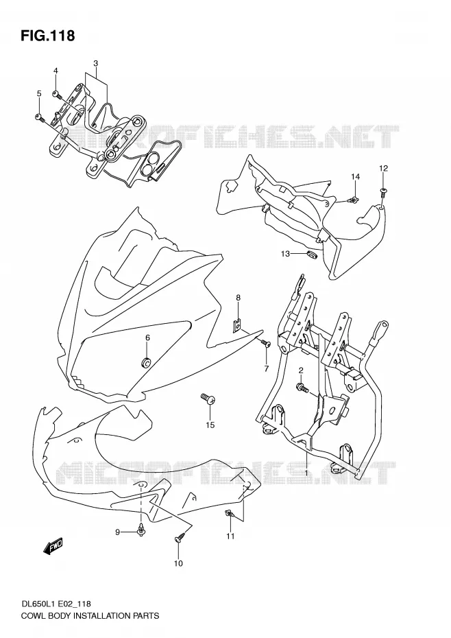 SUPPORT CARENAGE AVANT Suzuki MOTO 650 V-STROM 2011  DL650AUEL1(E2)