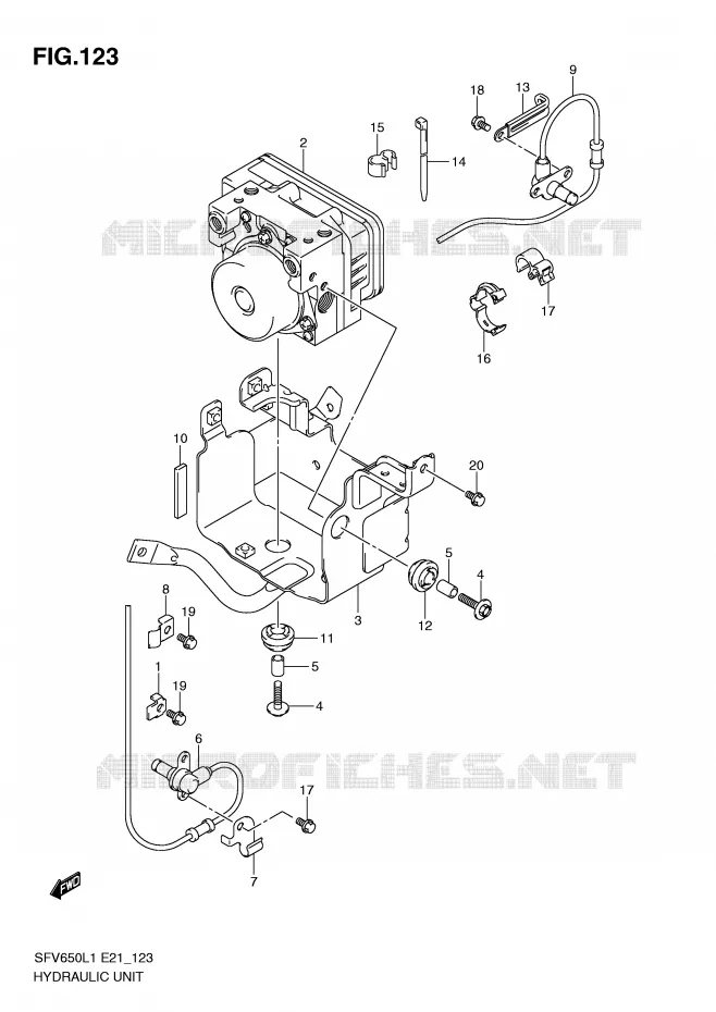 SYSTÈME ABS (SFV650UAL1 E21) Suzuki MOTO 650 GLADIUS 2011  SFV650UL1(E21)