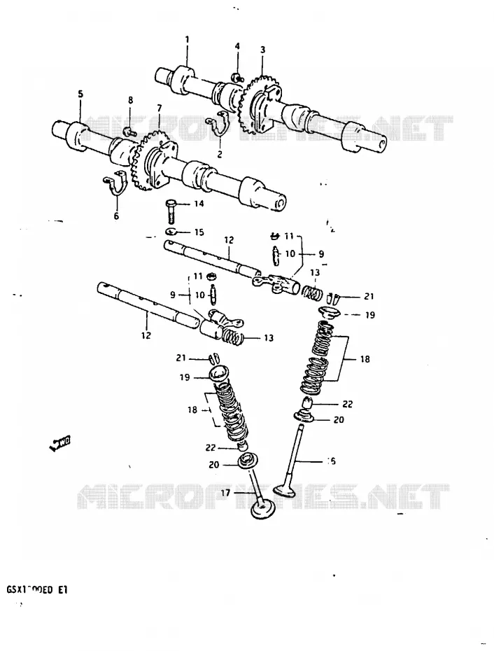 ARBRE A CAMES - SOUPAPES (MODELE D) Suzuki MOTO 1100 GSX 1982  GSX1100Z(Z/D)