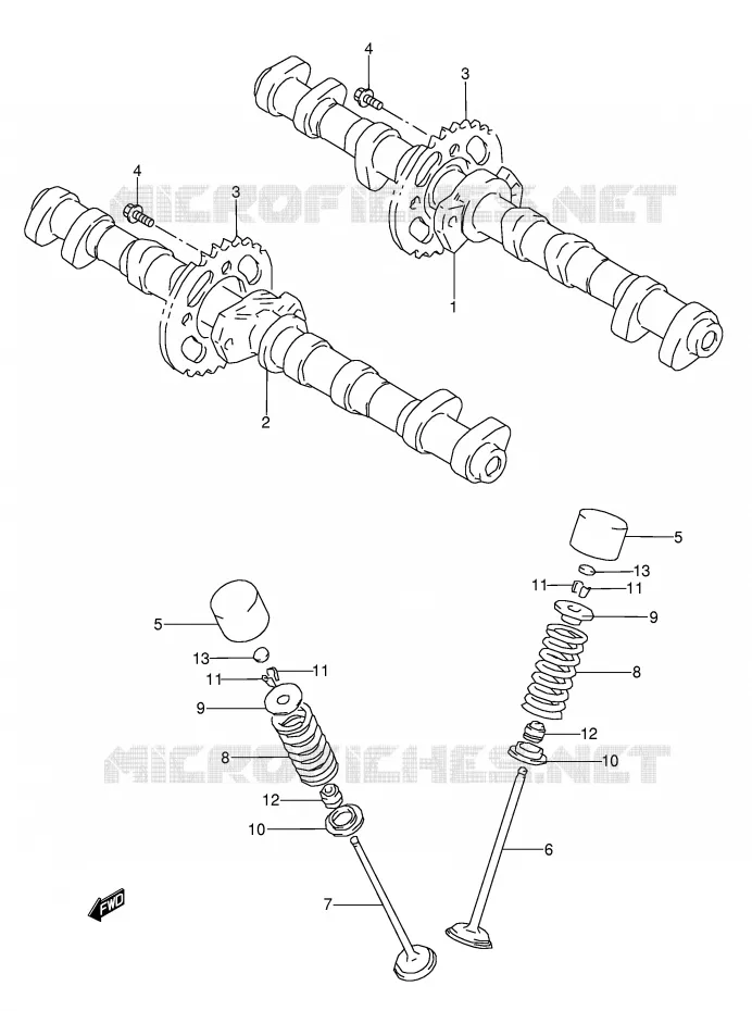 ARBRE A CAMES - SOUPAPES Suzuki MOTO 1100 GSX-R 1996  GSX-R1100WSKT(E28)