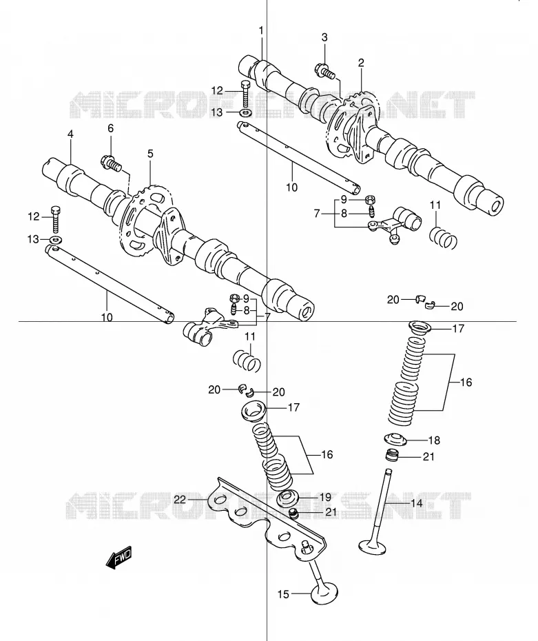 ARBRE A CAMES - SOUPAPES Suzuki MOTO 600 BANDIT 2002  GSF600SUK2(E2)