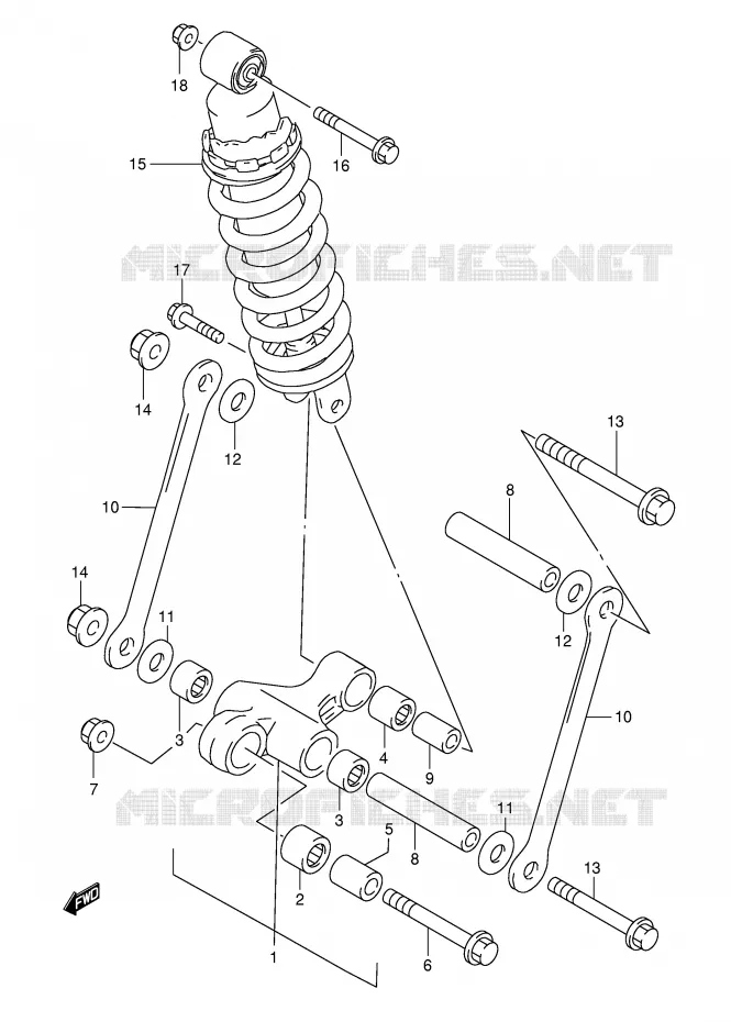 BIELLETTE DE SUSPENSION ARRIERE (GSF1200SAV) Suzuki MOTO 1200 BANDIT 1999  GSF1200SX(E28)