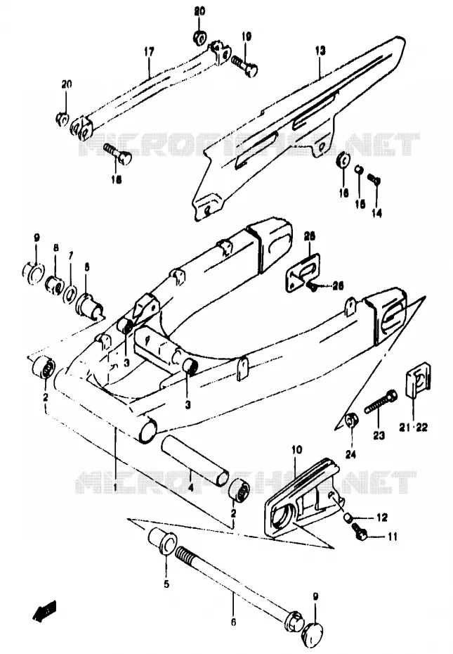 BRAS OSCILLANT ARRIERE (GSF1200SAV/SAW/SAX/SAY) Suzuki MOTO 1200 BANDIT 1997  GSF1200SV(T/V/W/X/Y)