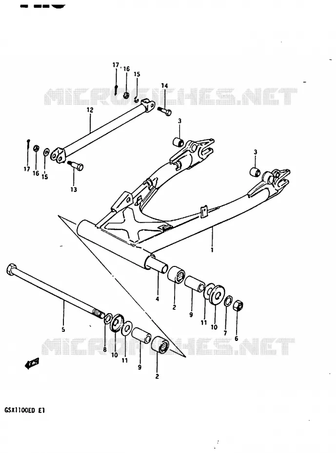 BRAS OSCILLANT ARRIERE (GSX1100Z/D/XD) Suzuki MOTO 1100 GSX-E 1982  GSX1100EZ(Z/D)
