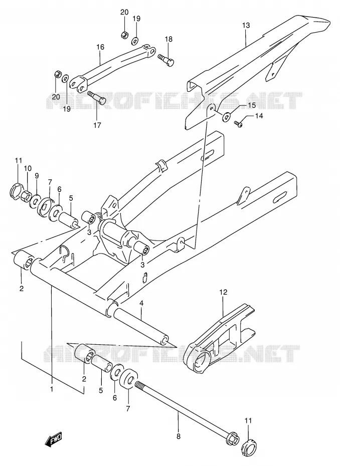 BRAS OSCILLANT ARRIERE Suzuki MOTO 250 GSX 1992  GSX250FN(E24)