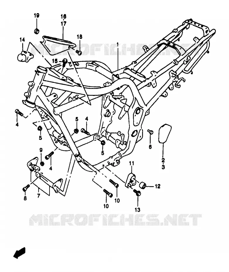 CADRE (GSF1200SAX) Suzuki MOTO 1200 BANDIT 1996  GSF1200SAT(T/V/W/X/Y)