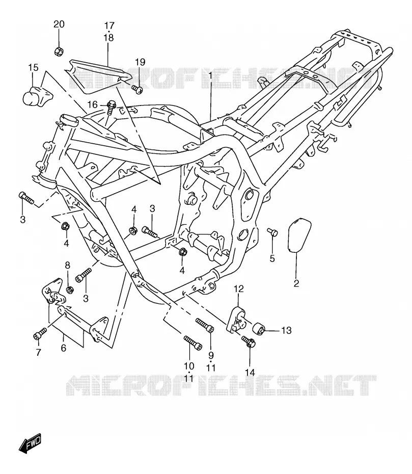 CADRE (GSF1200T/ST/V/SV) Suzuki MOTO 1200 BANDIT 2000  GSF1200Y(E2)