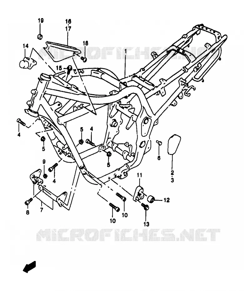 CADRE (GSF1200W/SW) Suzuki MOTO 1200 BANDIT 1996  GSF1200SAT(T/V/W/X/Y)