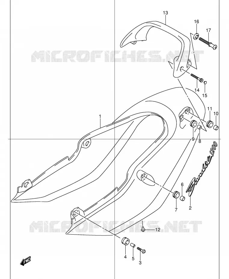 CARENAGE ARRIERE - CAPOT DE SELLE (GSF1200K1) Suzuki MOTO 1200 BANDIT 2002  GSF1200K2(E2)