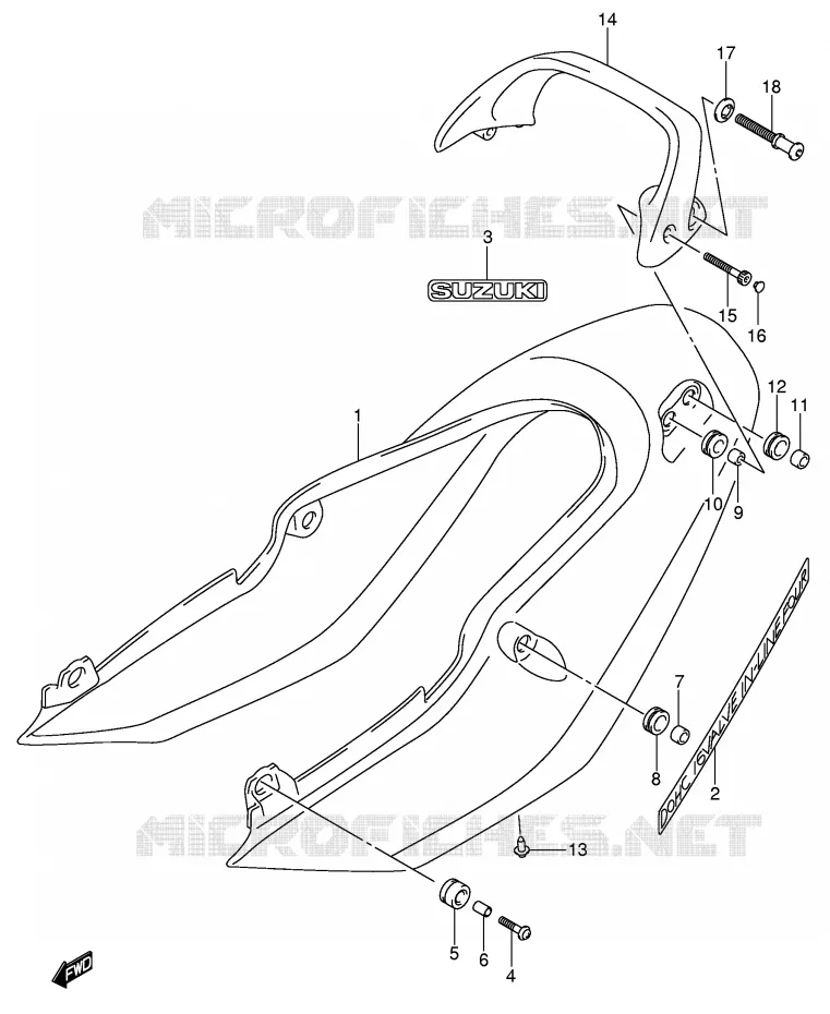 CARENAGE ARRIERE - CAPOT DE SELLE (GSF1200SK5) Suzuki MOTO 1200 BANDIT 2003  GSF1200K3(E2)
