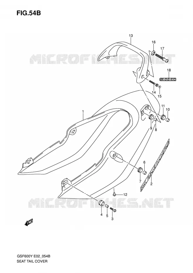 CARENAGE ARRIERE - CAPOT DE SELLE (GSF600SK1/SUK1) Suzuki MOTO 600 BANDIT 2004  GSF600SUK4(E2)