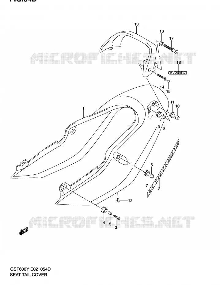 CARENAGE ARRIERE - CAPOT DE SELLE (GSF600SK2/SUK2) Suzuki MOTO 600 BANDIT 2004  GSF600SK4(E2)