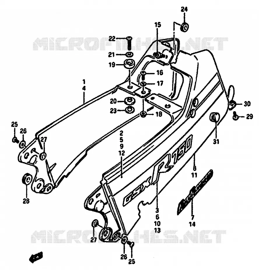 CARENAGE ARRIERE - CAPOT DE SELLE (MODELE F/G) Suzuki MOTO 750 GSX-R 1985  GSX-R750F(F/G/H)