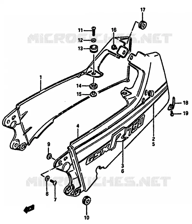 CARENAGE ARRIERE - CAPOT DE SELLE (MODELE H) Suzuki MOTO 750 GSX-R 1987  GSX-R750H(F/G/H)