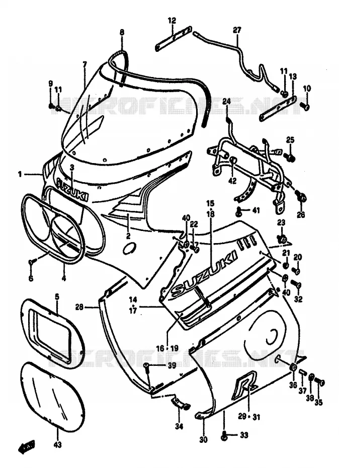 CARENAGE TETE DE FOURCHE (MODELE F) Suzuki MOTO 750 GSX-R 1986  GSX-R750XG(F/G/H)