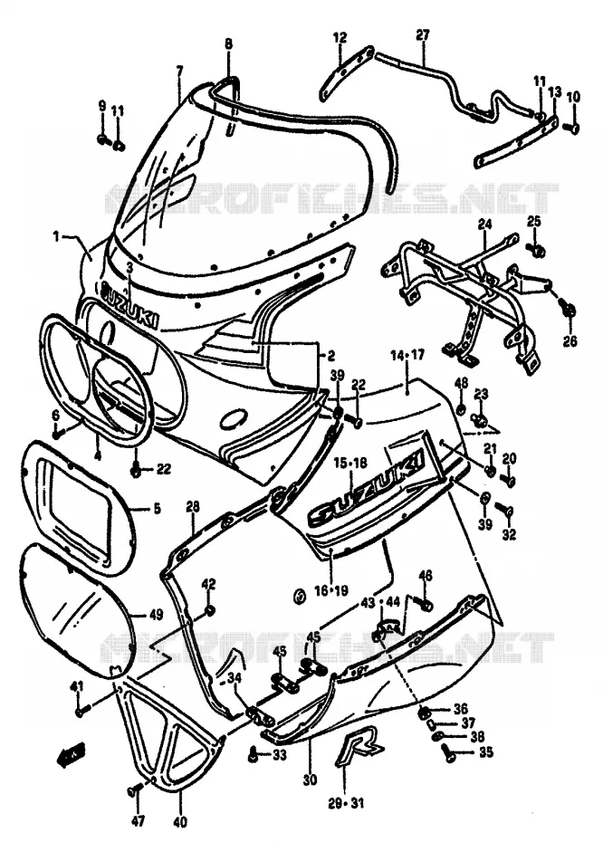 CARENAGE TETE DE FOURCHE (MODELE G) Suzuki MOTO 750 GSX-R 1985  GSX-R750F(F/G/H)