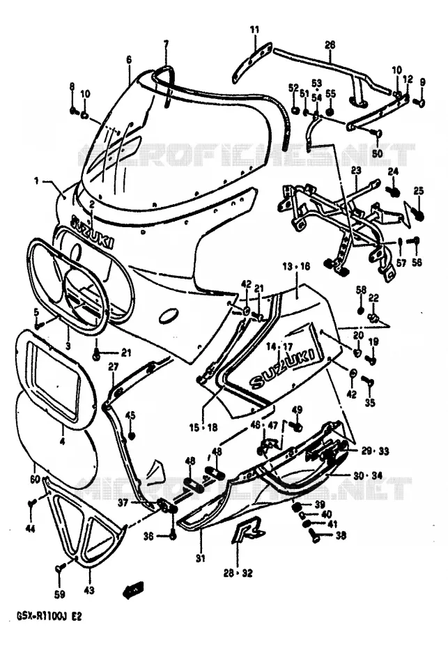 CARENAGE TETE DE FOURCHE (MODELE H) Suzuki MOTO 1100 GSX-R 1987  GSX-R1100H(G/H/J)