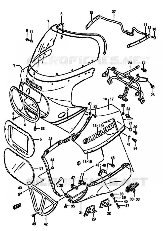CARENAGE TETE DE FOURCHE (MODELE H) Suzuki MOTO 750 GSX-R 1987  GSX-R750XH(F/G/H)
