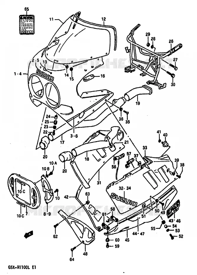 CARENAGE TETE DE FOURCHE (MODELE K 3CG) Suzuki MOTO 1100 GSX-R 1989  GSX-R1100K(K/L)