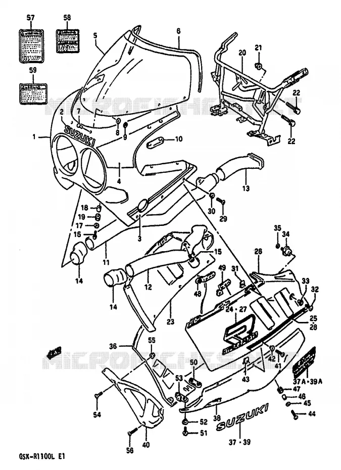 CARENAGE TETE DE FOURCHE (MODELE L 3CG) Suzuki MOTO 1100 GSX-R 1989  GSX-R1100K(K/L)