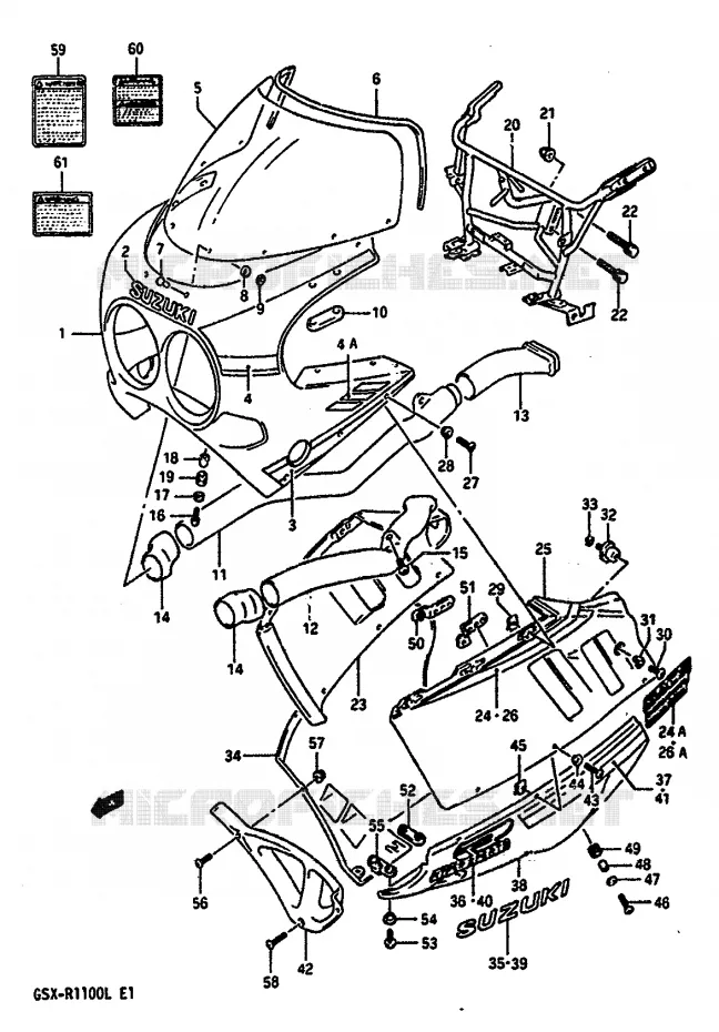 CARENAGE TETE DE FOURCHE (MODELE L 3SH) Suzuki MOTO 1100 GSX-R 1989  GSX-R1100K(K/L)