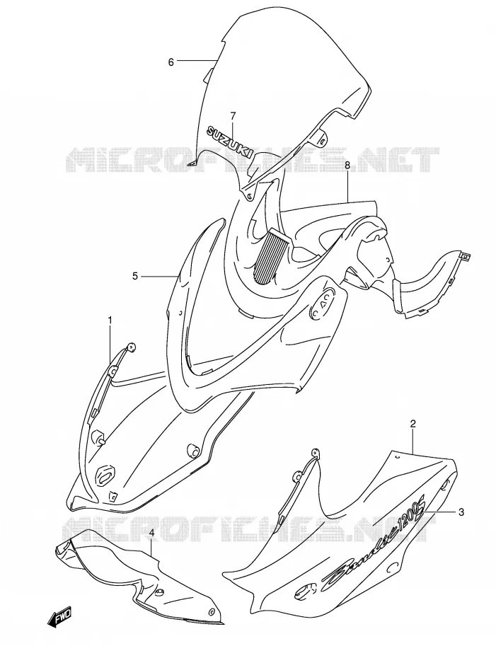 CARENAGES - ETIQUETTES (GSF1200SK3) Suzuki MOTO 1200 BANDIT 2004  GSF1200ZK4(E2)
