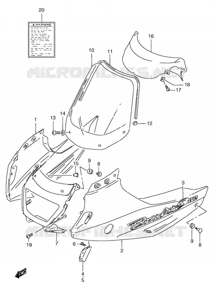 CARENAGES - ETIQUETTES (GSF1200SW/SAW) Suzuki MOTO 1200 BANDIT 2000  GSF1200Y/GSF1200SY/GSF1200SAY