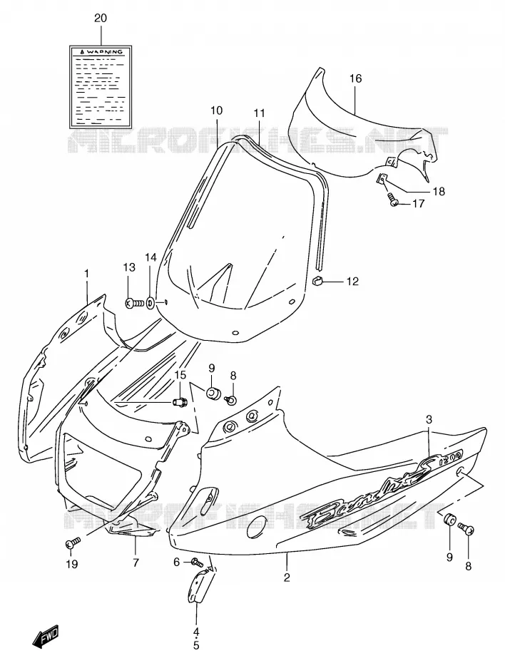CARENAGES - ETIQUETTES (GSF1200SX/SAX) Suzuki MOTO 1200 BANDIT 2000  GSF1200SY(E2)