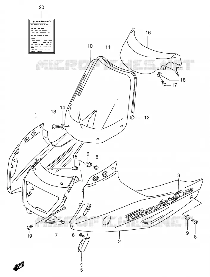 CARENAGES - ETIQUETTES (GSF1200SY/SAY) Suzuki MOTO 1200 BANDIT 2000  GSF1200Y/GSF1200SY/GSF1200SAY