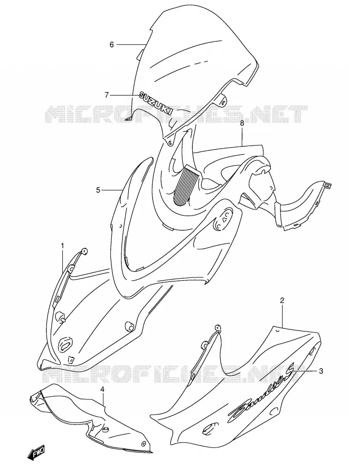 CARENAGES - ETIQUETTES (GSF600SK3/SUK3) Suzuki MOTO 600 BANDIT 2004  GSF600K4(E2)