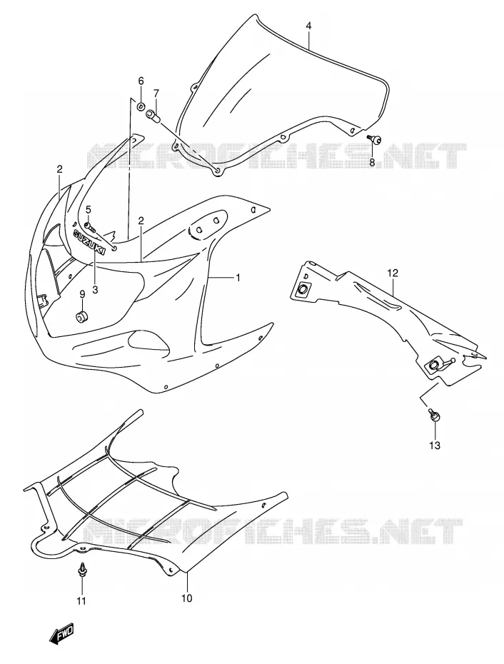 CARENAGES - ETIQUETTES (GSX-R600K3) Suzuki MOTO 600 GSX-R 2002  GSX-R600U2K2(E2)