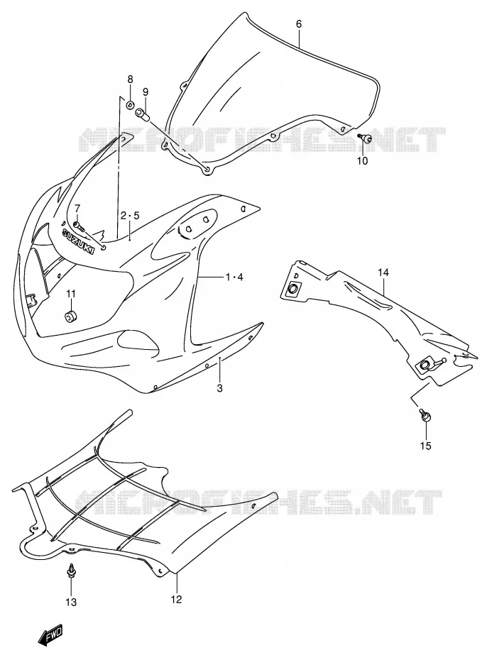 CARENAGES - ETIQUETTES (MODELE K1) Suzuki MOTO 600 GSX-R 2001  GSX-R600K1(E2)