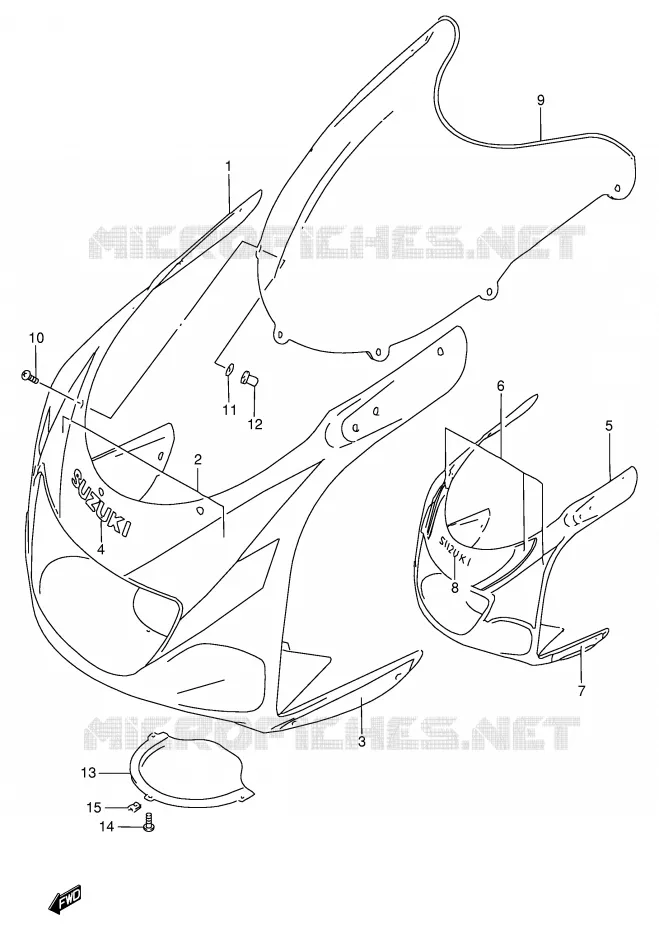 CARENAGES - ETIQUETTES (MODELE V) Suzuki MOTO 750 GSX-R 1998  GSX-R750W(E2)