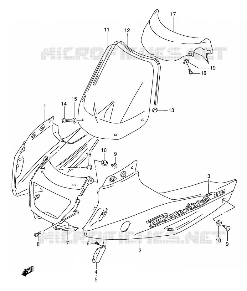 CARENAGES - ETIQUETTES (MODELE Y) Suzuki MOTO 1200 BANDIT 1997  GSF1200SV(E28)