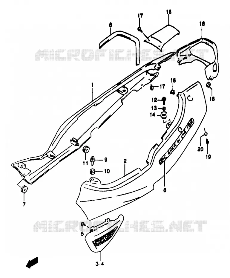 CARENAGES ARRIERE  (GSF1200SAV) Suzuki MOTO 1200 BANDIT 1996  GSF1200ST(T/V/W/X/Y)