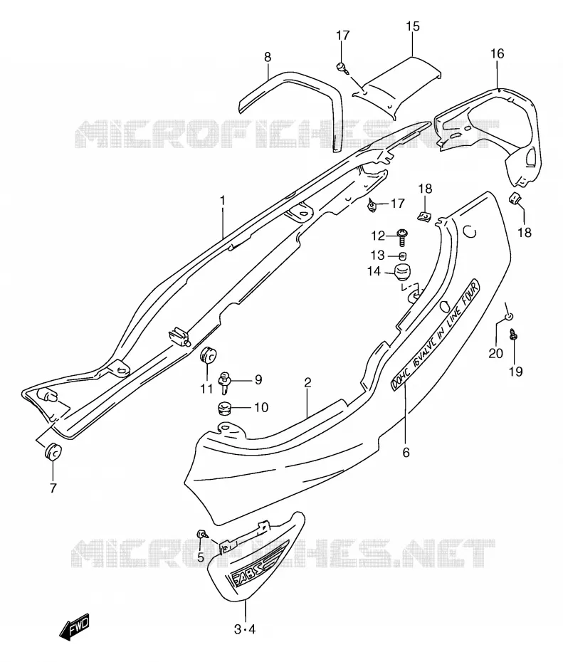 CARENAGES ARRIERE  (GSF1200SAV) Suzuki MOTO 1200 BANDIT 1998  GSF1200W(E2)