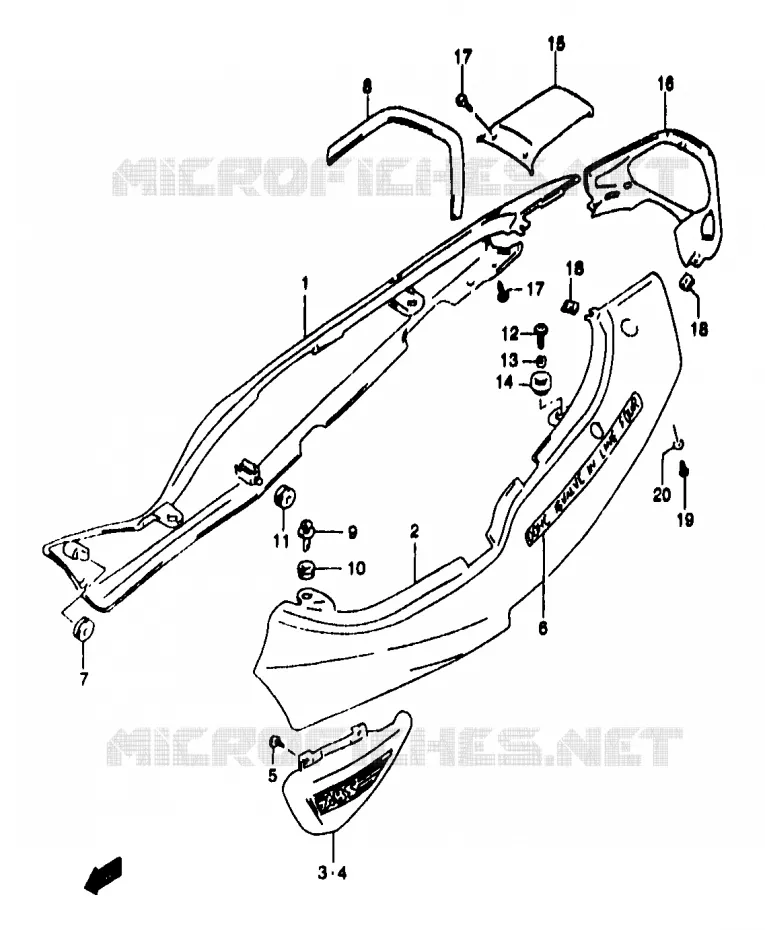 CARENAGES ARRIERE  (GSF1200SAW) Suzuki MOTO 1200 BANDIT 1998  GSF1200SAW(T/V/W/X/Y)