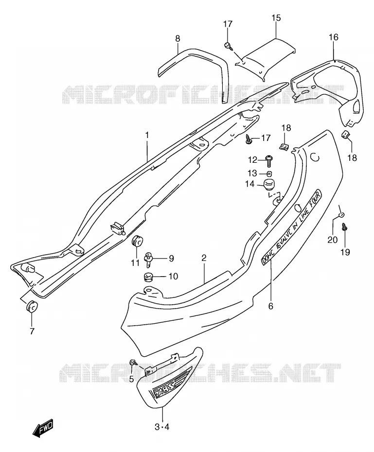 CARENAGES ARRIERE  (GSF1200SAW) Suzuki MOTO 1200 BANDIT 2000  GSF1200SAY(E2)