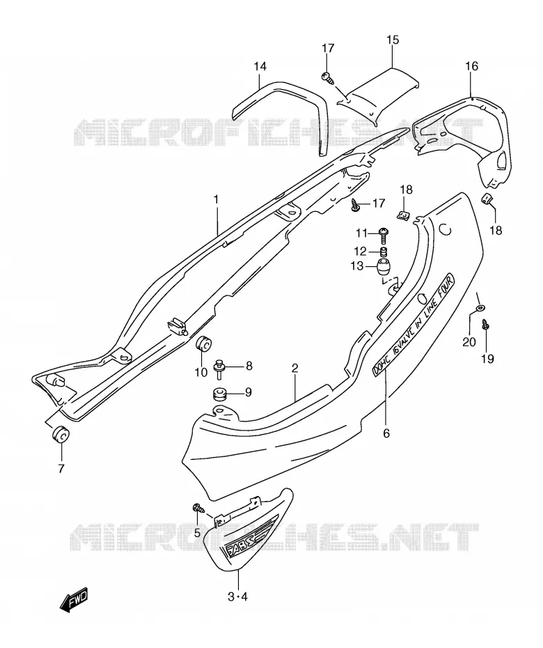 CARENAGES ARRIERE  (GSF1200SAX) Suzuki MOTO 1200 BANDIT 1998  GSF1200SW(E2)