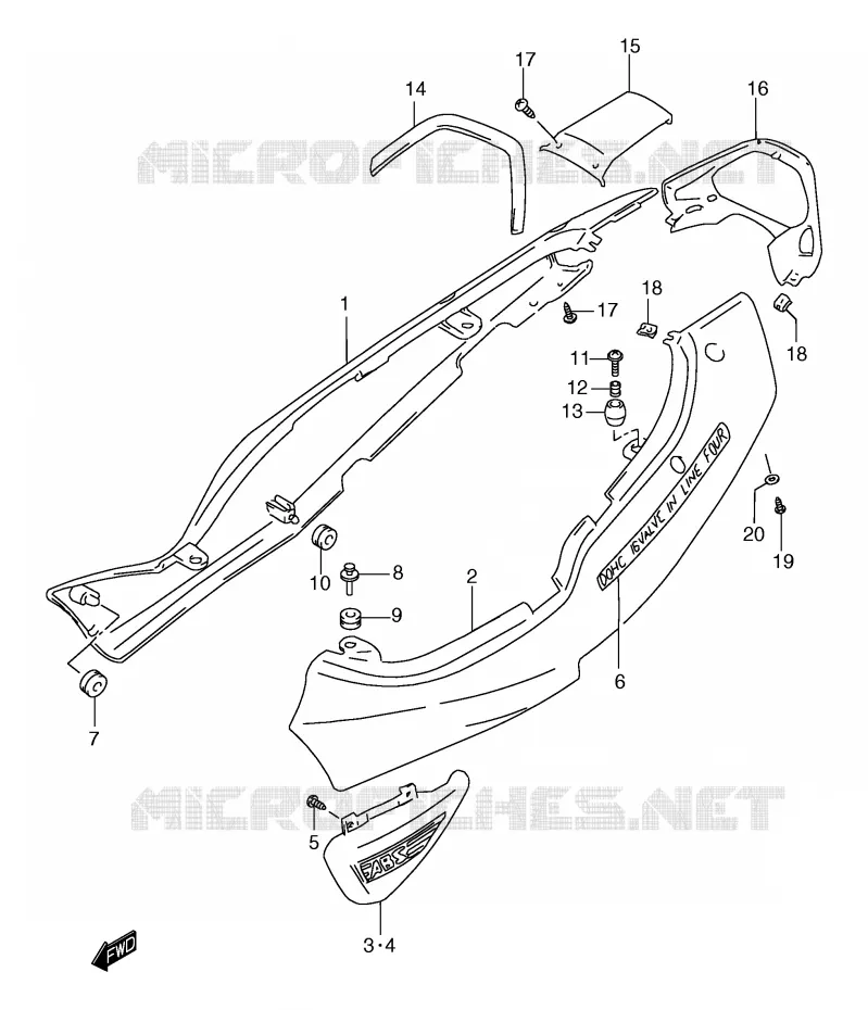 CARENAGES ARRIERE  (GSF1200SAY) Suzuki MOTO 1200 BANDIT 1998  GSF1200SAW(E2)