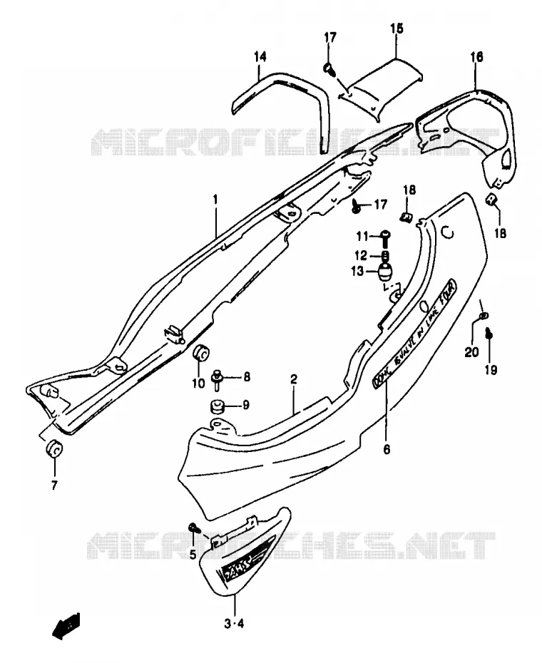 CARENAGES ARRIERE  (GSF1200SAY) Suzuki MOTO 1200 BANDIT 1998  GSF1200SAW(T/V/W/X/Y)