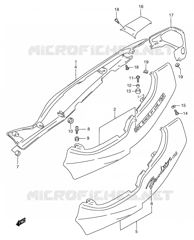 CARENAGES ARRIERE  (GSF1200V/SV) Suzuki MOTO 1200 BANDIT 1997  GSF1200SV(E2)